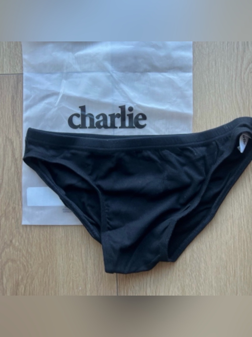 Charlie Black Ribbed Bikini Brief “stallion”